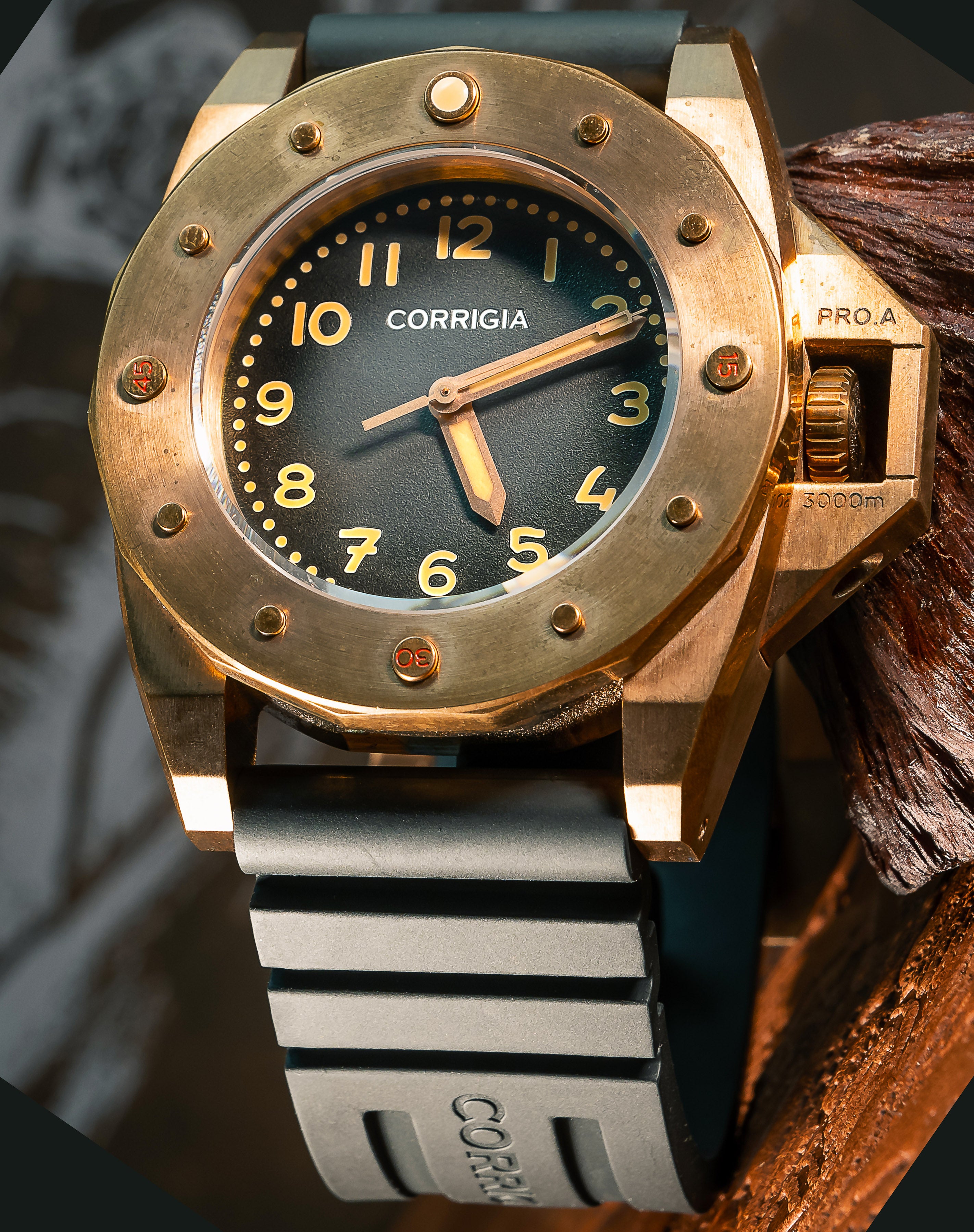 Corrigia01 PG100 Gray Bronze Diver Watch 3000m Pro.A Satin Finish