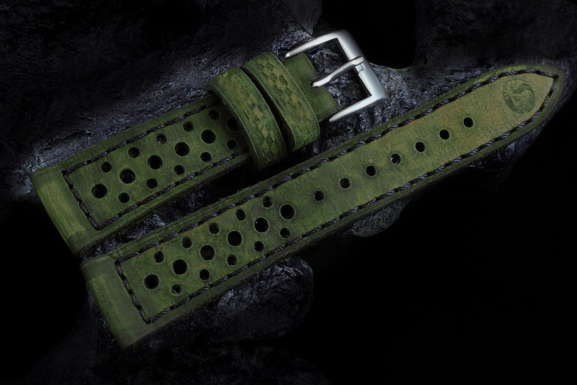 Custom Made · Heritage06 Green Rally Racer Strap 16 Holes
