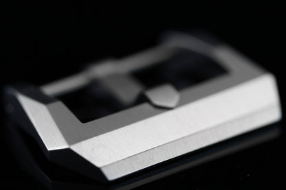 Screwed Corrigia Blank Buckle, brushed stainless steel, handmade