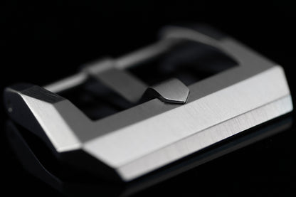 Screwed Corrigia Blank Buckle, brushed stainless steel, handmade