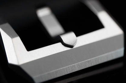 Screwed Corrigia Blank Buckle, brushed stainless steel, handmade