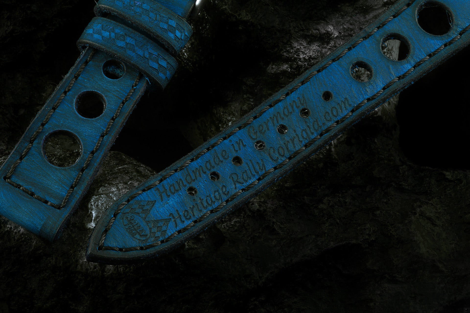 Custom Made · Heritage07 Blue Rally Racer Strap 3 Holes