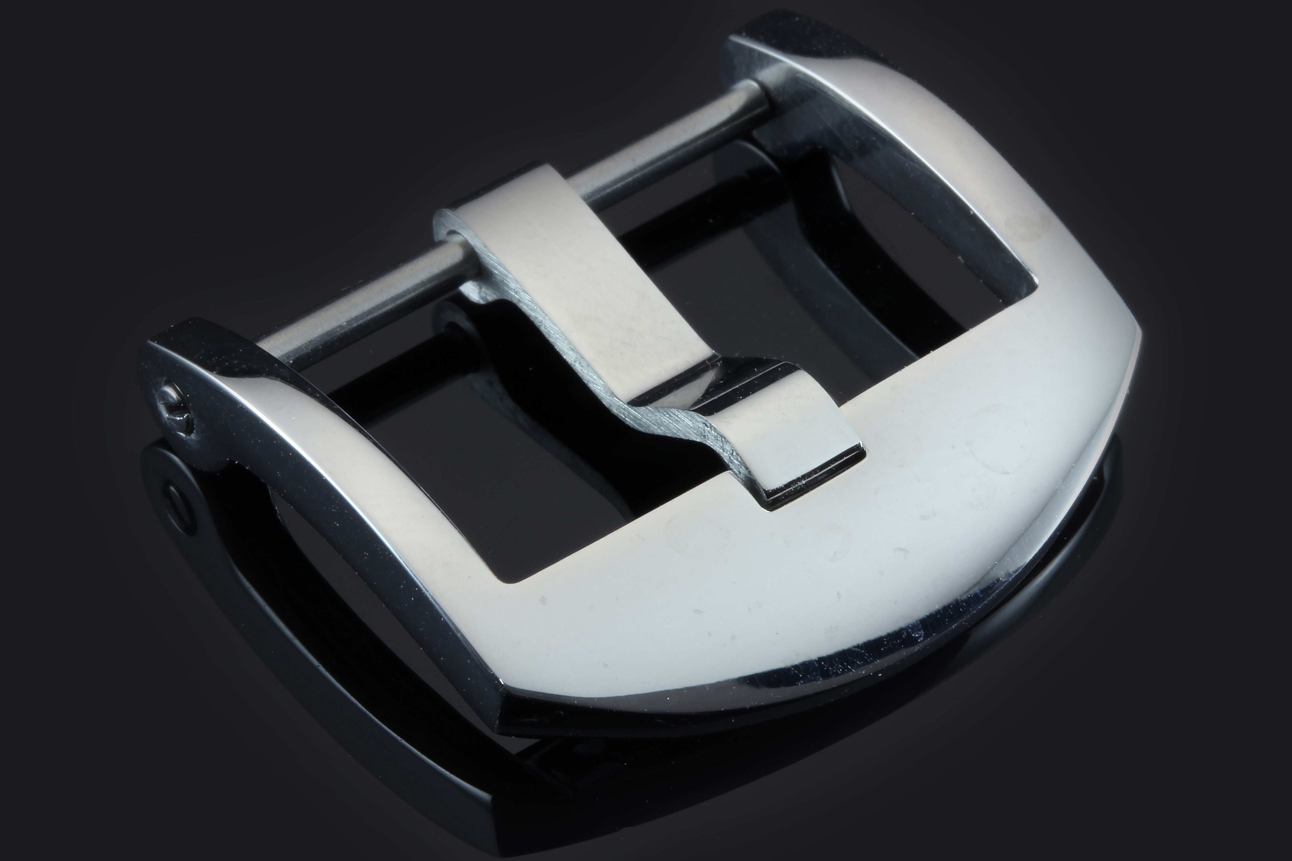 Screw-on thumbnail Buckle, polished stainless steel