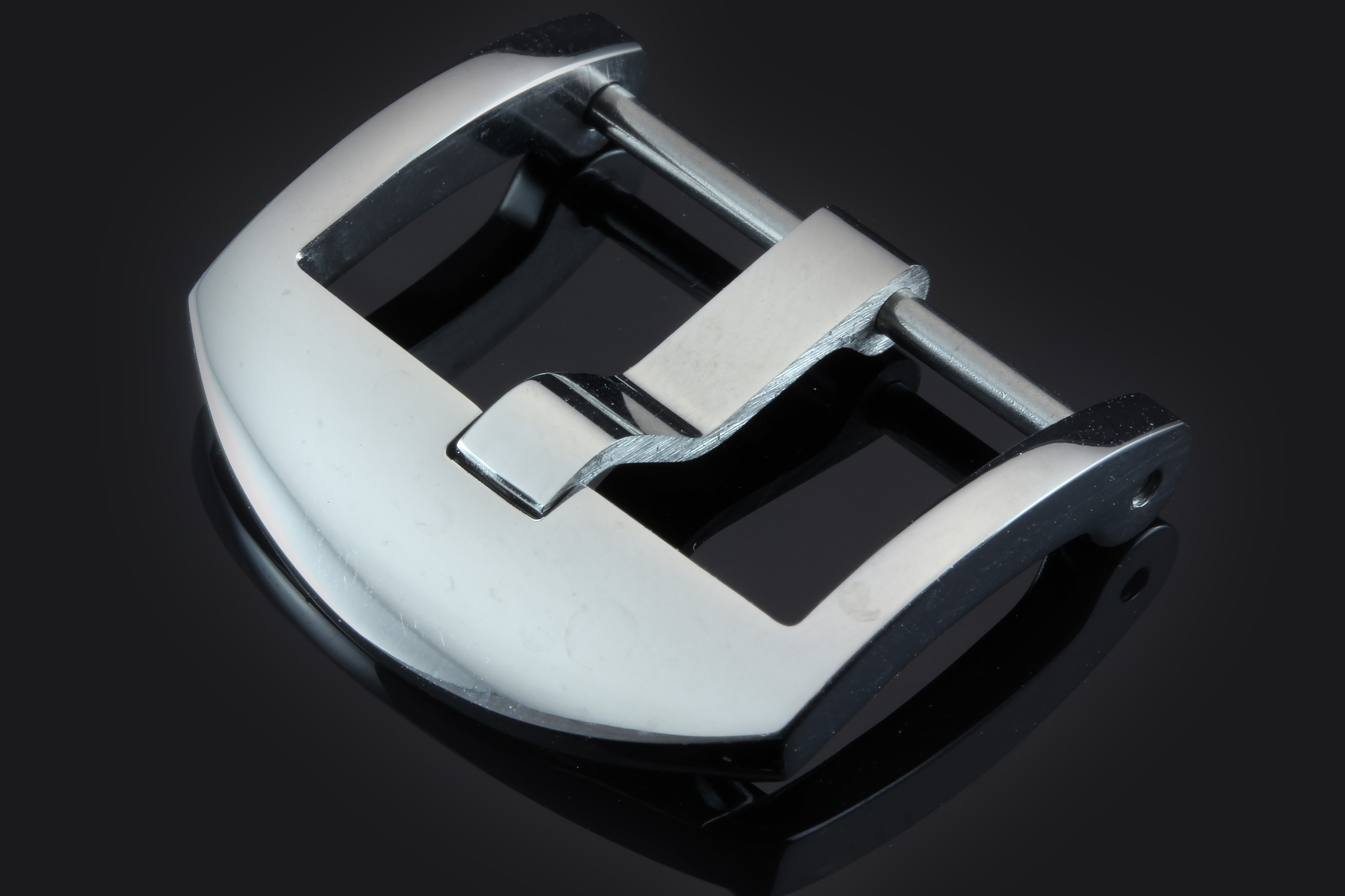 Screw-on thumbnail Buckle, polished stainless steel