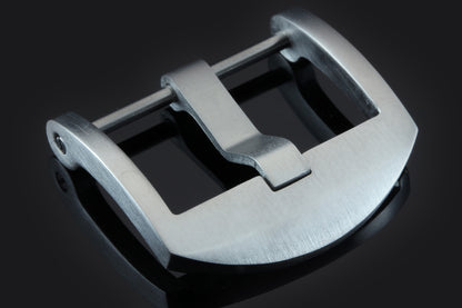 Screw-on thumbnail Buckle, brushed stainless steel