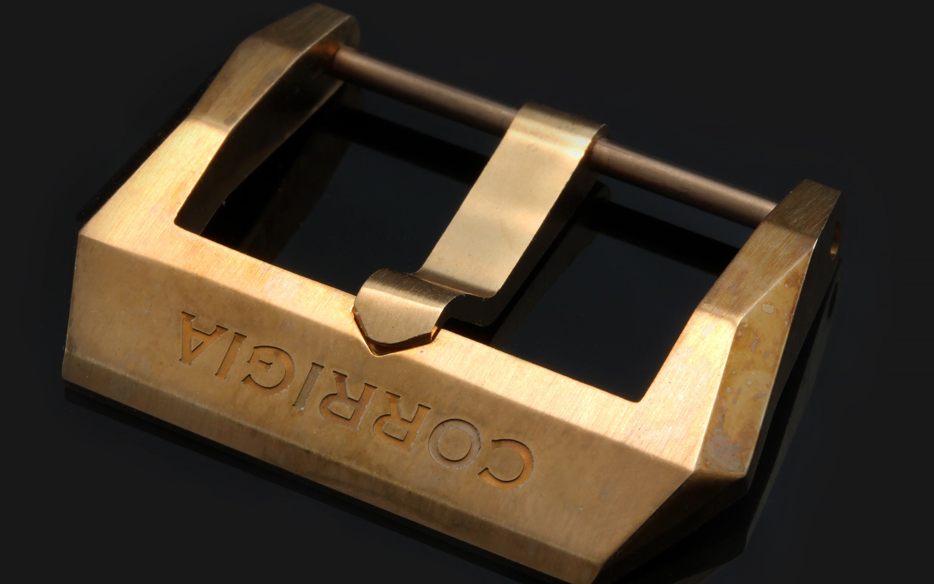 Screw-on Corrigia Buckle, bronze CuSn8, brushed and polished, handmade