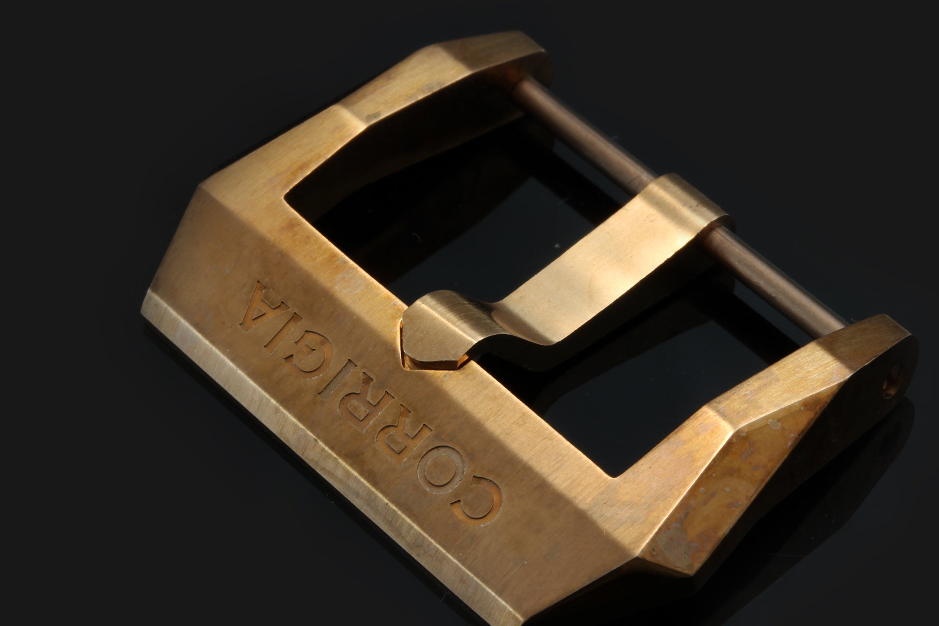 Screw-on Corrigia Buckle, bronze CuSn8, brushed and polished, handmade