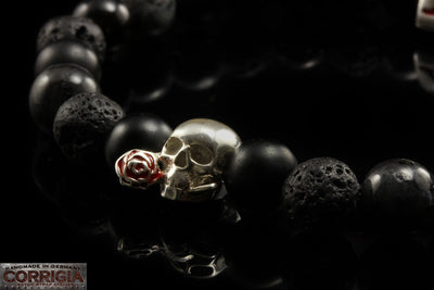 BEADS01 - Bracelet de perles noir et argent 
