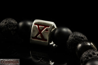 BEADS01 - Bracelet de perles noir et argent 