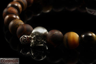 BEADS03 - Bracelet de perles marron argenté Xª Flottiglia MAS | Bracelet 