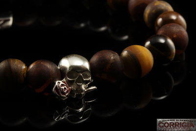 BEADS03 - Bracelet de perles marron argenté Xª Flottiglia MAS | Bracelet 