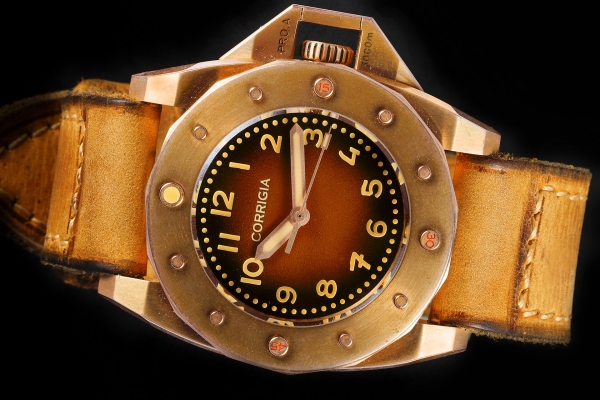 Corrigia01 Bronze Brown Patina PG100 Diver Uhr 3000m Pro.A Satin Finish - Limitiert auf 50 Stück