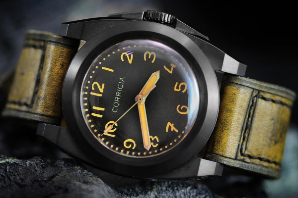 Corrigia03 DLC Black G100 Watch 3000m Pro.A Satin Finish 3-Hands - Limited Edition to only 50 pieces worldwide.