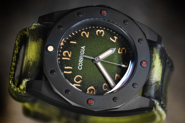 Corrigia02 DLC Green Diver Watch 3000m Pro.A Matt Finish 3-Hands - Limited Edition to only 50 pieces worldwide.