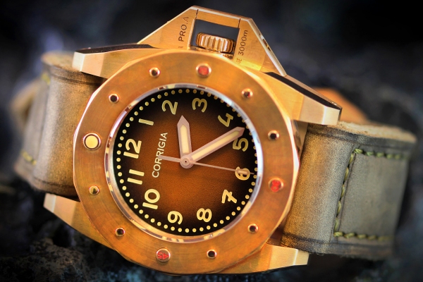 Corrigia01 PG100 Brown Bronze Diver Uhr 3000m Pro.A Satin Finish - Limitiert auf 50 Stück