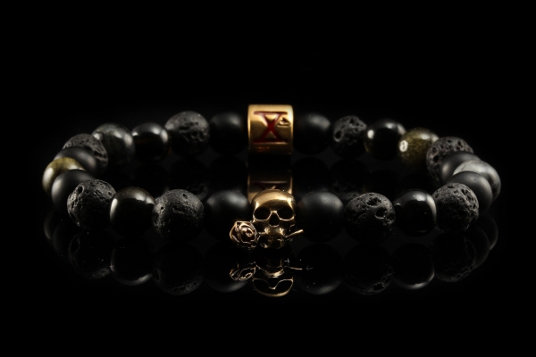 BEADS01 - Black Bronze Xª Flottiglia MAS | Beaded Bracelet Naturstein-Armband