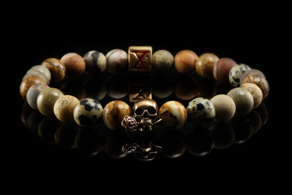 BEADS04 - Tan Bronze Xª Flottiglia MAS | Beaded Bracelet Naturstein-Armband