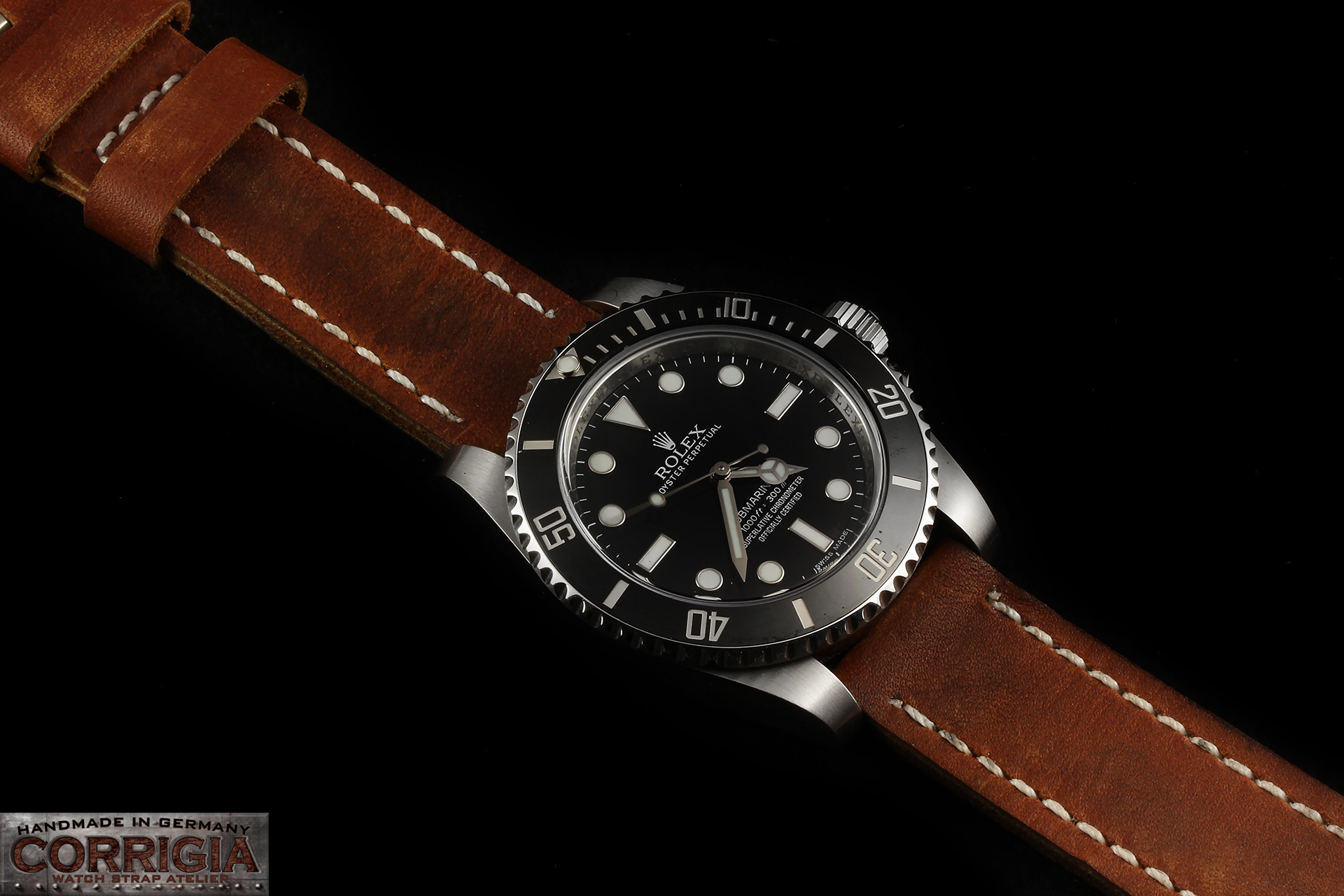 rolex submariner brown leather strap