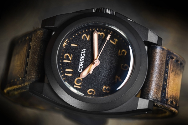 Corrigia03 DLC Black Armbanduhr 3000m Pro.A Matt Finish 3-Zeiger - Limitiert auf 50 Stück
