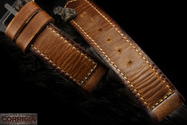 L06 - Arillo - OEM-Style Folded Leather Watch Strap with installed Steel Tubes