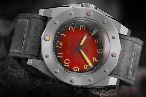 Corrigia02 Steel Red G100 Diver Uhr 3000m Pro.A Satin Finish 3-Zeiger - Limitiert auf 50 Stück