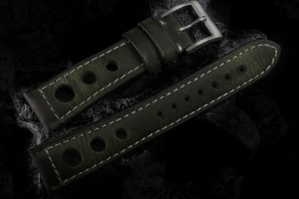 Heritage19 Washed Dark Green Rally Racer Strap 3 Holes